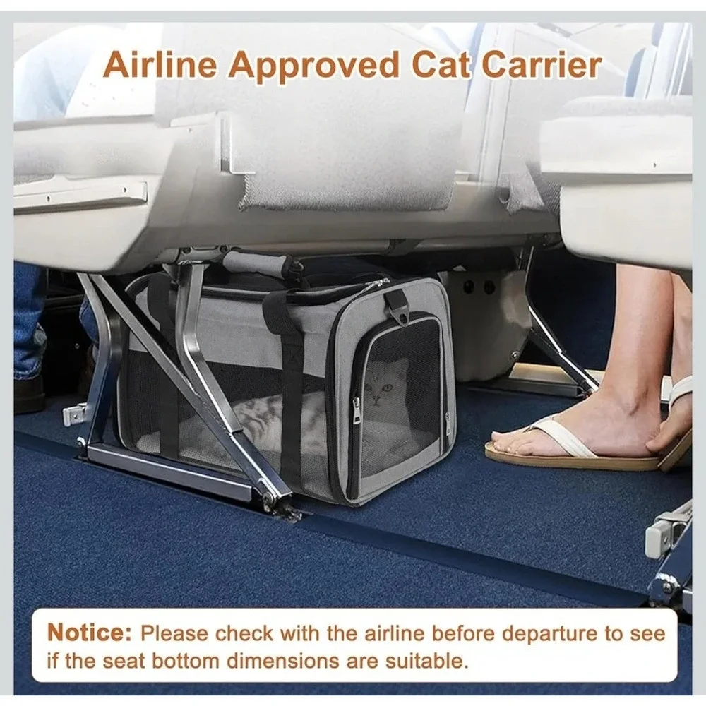 Pet Carrier Soft-Sided Collapsible Bag Airline Approved for Small Dogs Cats 15Lb